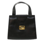 CELINE Horse Carriage Hand Bag Leather Black  rd3150
