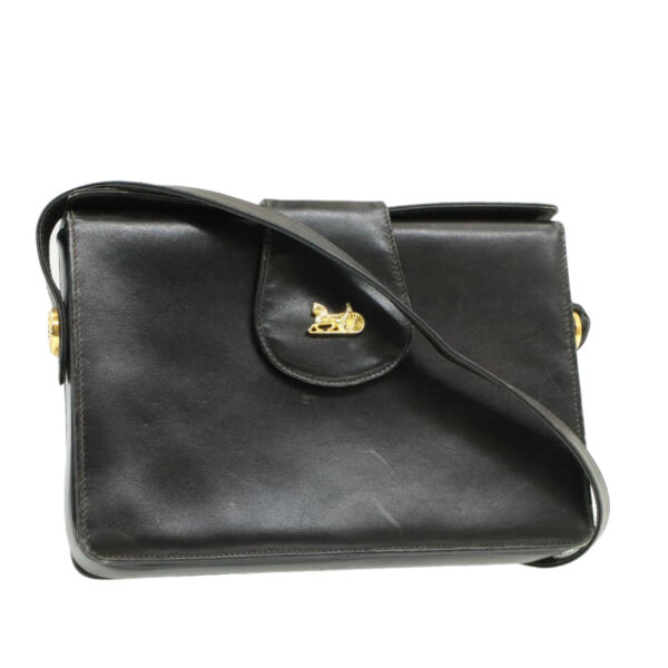 CELINE Horse Carriage Shoulder Bag Black Leather  rd764