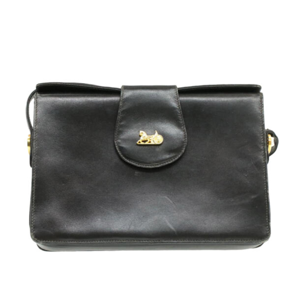 CELINE Horse Carriage Shoulder Bag Black Leather  rd764