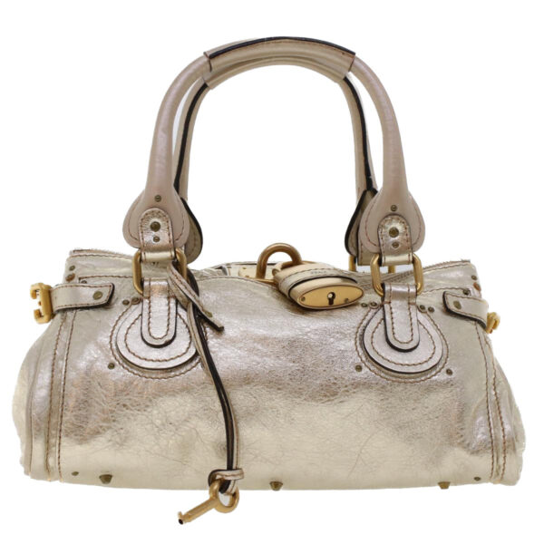 Chloe Paddington Hand Bag Leather Gold Tone tb711