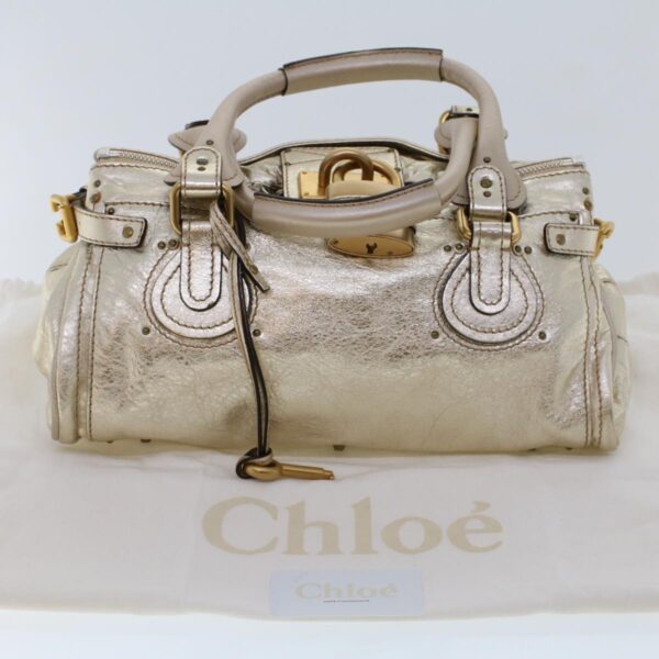 Chloe Paddington Hand Bag Leather Gold Tone tb711