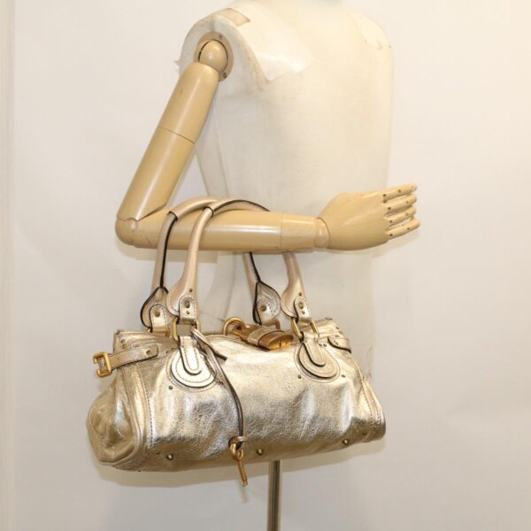 Chloe Paddington Hand Bag Leather Gold Tone tb711