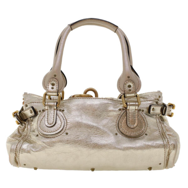 Chloe Paddington Hand Bag Leather Gold Tone tb711