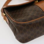CELINE Macadam Canvas Shoulder Bag PVC Leather Brown  th2544