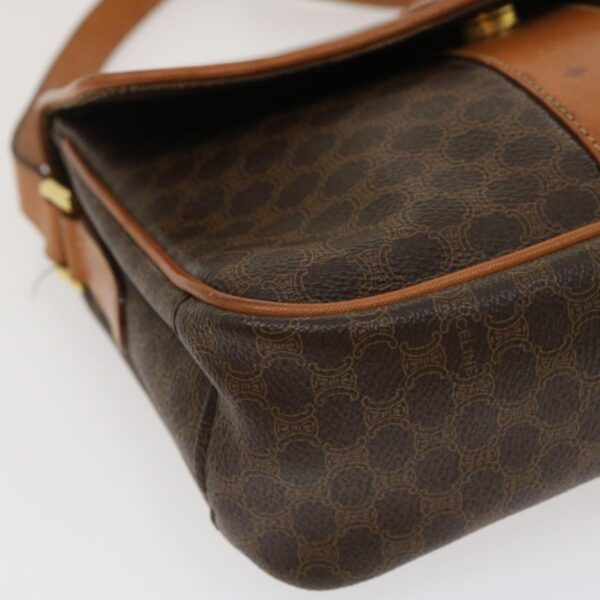 CELINE Macadam Canvas Shoulder Bag PVC Leather Brown  th2544