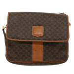 CELINE Macadam Canvas Shoulder Bag PVC Leather Brown  th2544