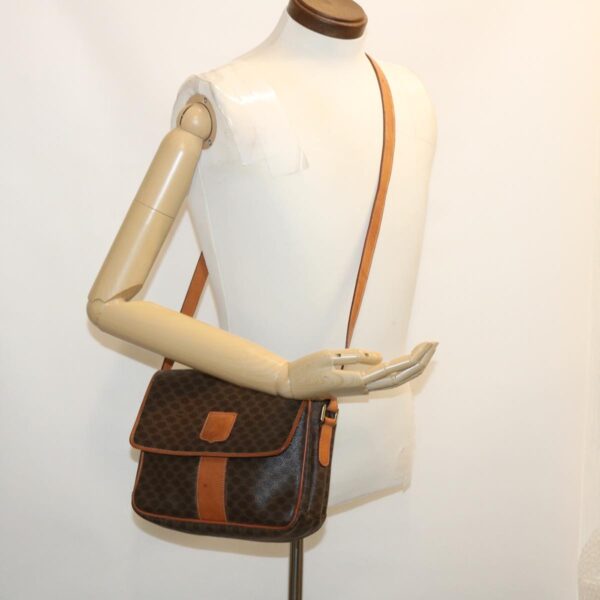 CELINE Macadam Canvas Shoulder Bag PVC Leather Brown  th2544
