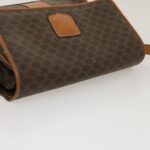 CELINE Macadam Canvas Shoulder Bag PVC Leather Brown  th2544