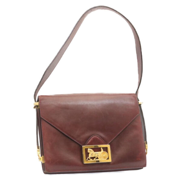 CELINE Horse Carriage Shoulder Bag Leather Bordeaux  rd205