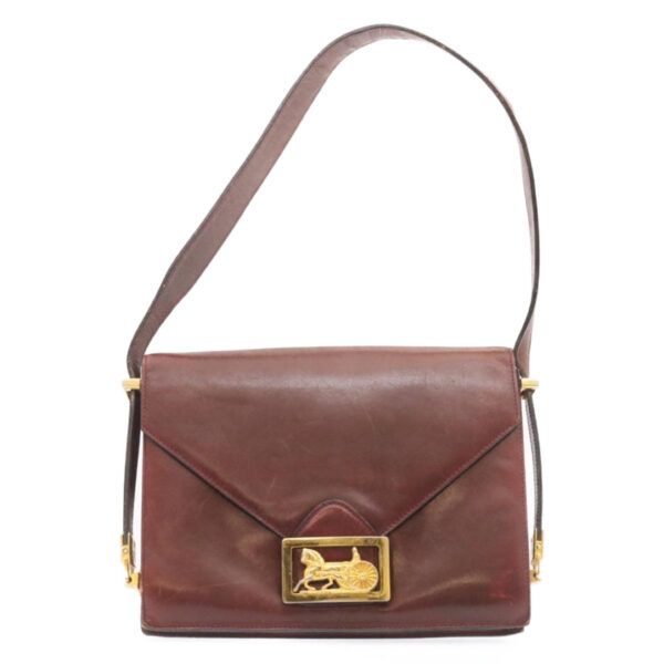 CELINE Horse Carriage Shoulder Bag Leather Bordeaux  rd205