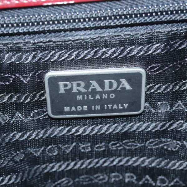 PRADA Hand Bag Leather Red Silver  yk15662