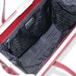 PRADA Hand Bag Leather Red Silver  yk15662