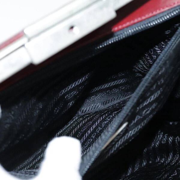 PRADA Hand Bag Leather Red Silver  yk15662