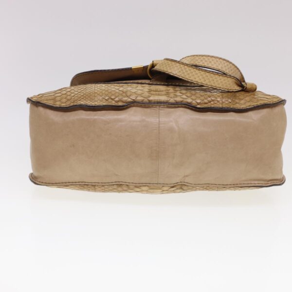 Chloe Snake Pattern Mercy Hand Bag Leather Beige yk6378