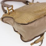 Chloe Snake Pattern Mercy Hand Bag Leather Beige yk6378