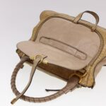 Chloe Snake Pattern Mercy Hand Bag Leather Beige yk6378