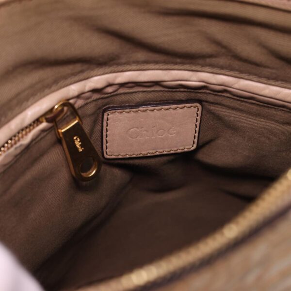 Chloe Snake Pattern Mercy Hand Bag Leather Beige yk6378