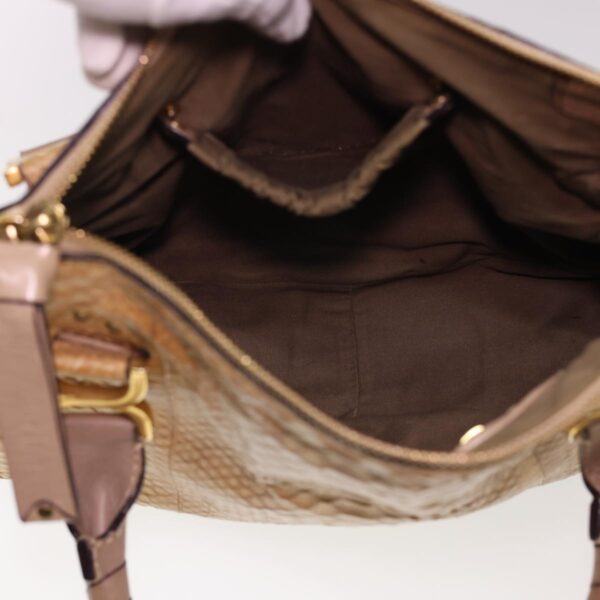 Chloe Snake Pattern Mercy Hand Bag Leather Beige yk6378