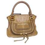Chloe Snake Pattern Mercy Hand Bag Leather Beige yk6378