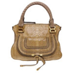 Chloe Snake Pattern Mercy Hand Bag Leather Beige yk6378
