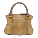 Chloe Snake Pattern Mercy Hand Bag Leather Beige yk6378