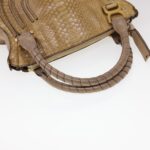 Chloe Snake Pattern Mercy Hand Bag Leather Beige yk6378
