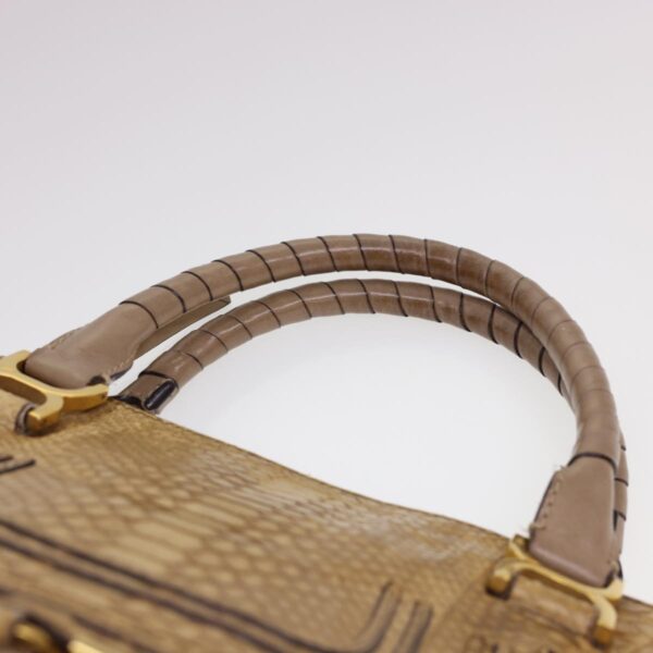 Chloe Snake Pattern Mercy Hand Bag Leather Beige yk6378