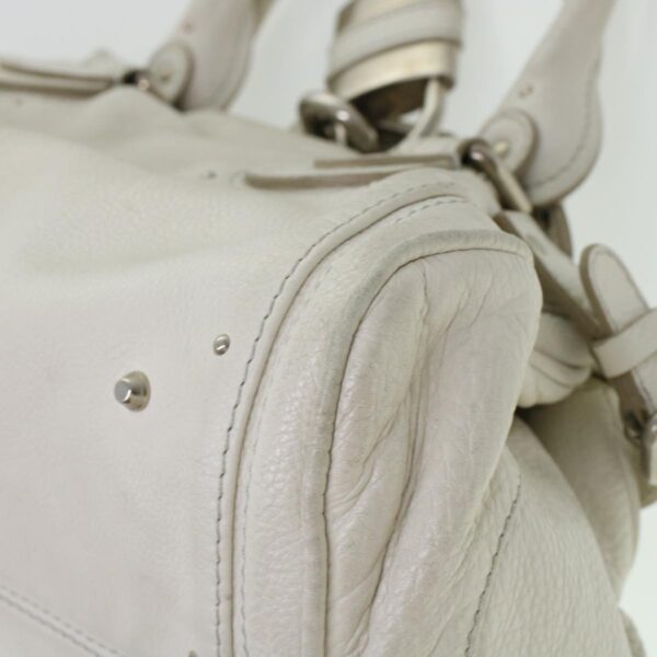 Chloe Paddington Hand Bag Leather White 03-08-51-5191 yk6940
