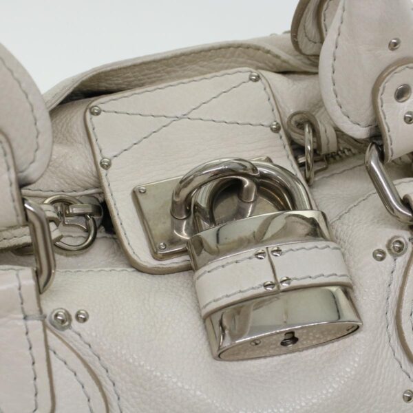 Chloe Paddington Hand Bag Leather White 03-08-51-5191 yk6940
