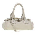 Chloe Paddington Hand Bag Leather White 03-08-51-5191 yk6940