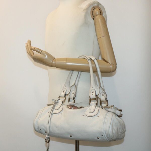 Chloe Paddington Hand Bag Leather White 03-08-51-5191 yk6940